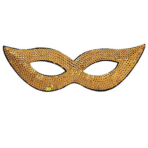 Золотая карнавальная маска с пайетками 